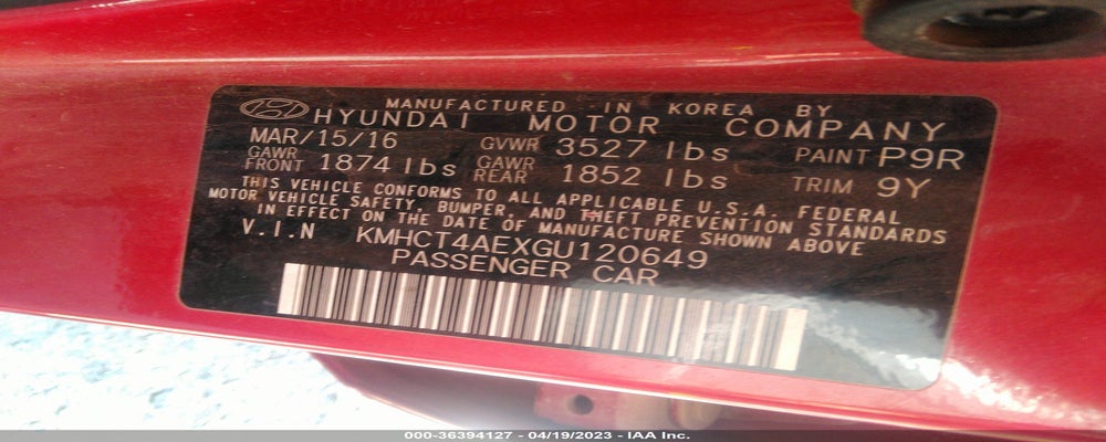 KMHCT4AEXGU120649 2016 HYUNDAI ACCENT photo no. 9
