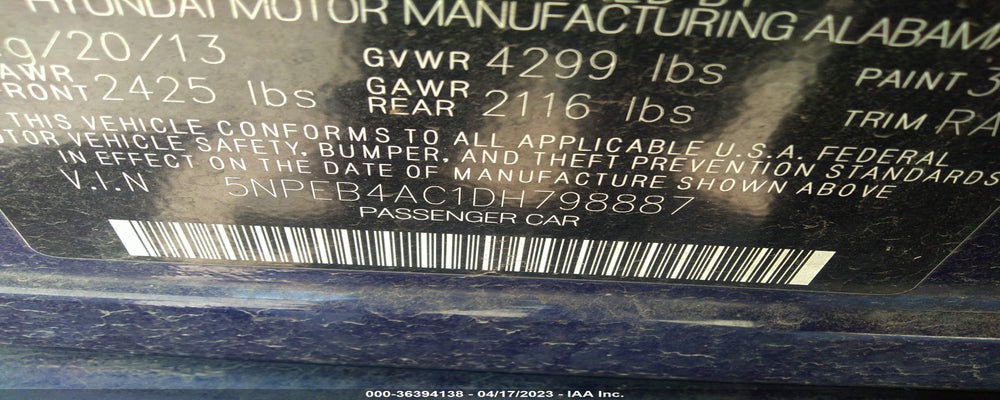 5NPEB4AC1DH798887 2013 HYUNDAI SONATA photo no. 9