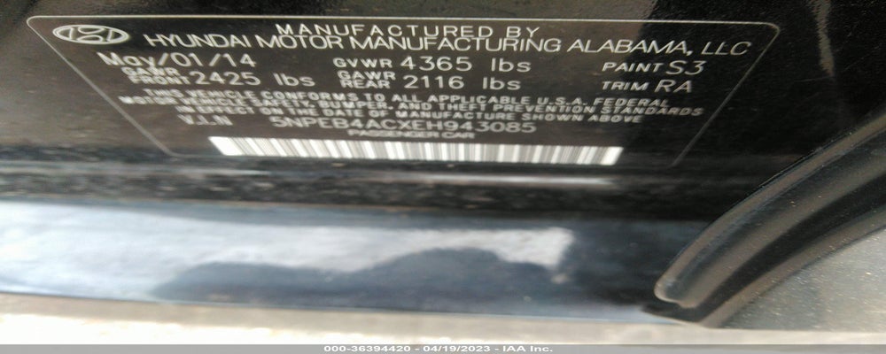 5NPEB4ACXEH943085 2014 HYUNDAI SONATA photo no. 9