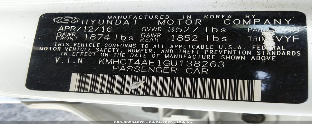KMHCT4AE1GU138263 2016 HYUNDAI ACCENT photo no. 9