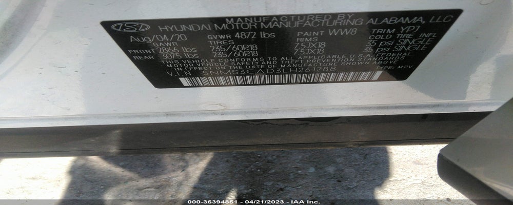 5NMS3CAD3LH261288 2020 HYUNDAI SANTA FE photo no. 9
