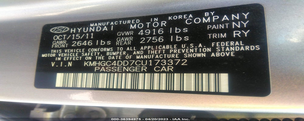 KMHGC4DD7CU173372 2012 HYUNDAI GENESIS photo no. 9