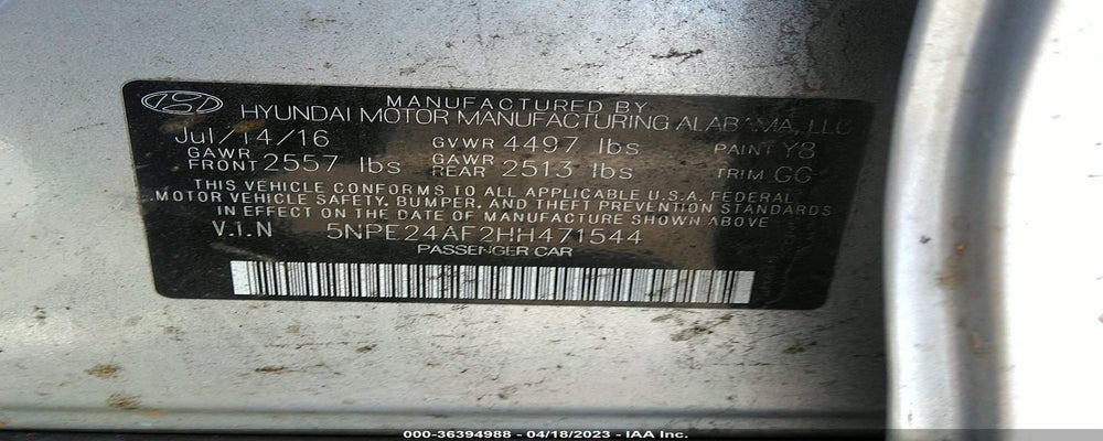 5NPE24AF2HH471544 2017 HYUNDAI SONATA photo no. 9
