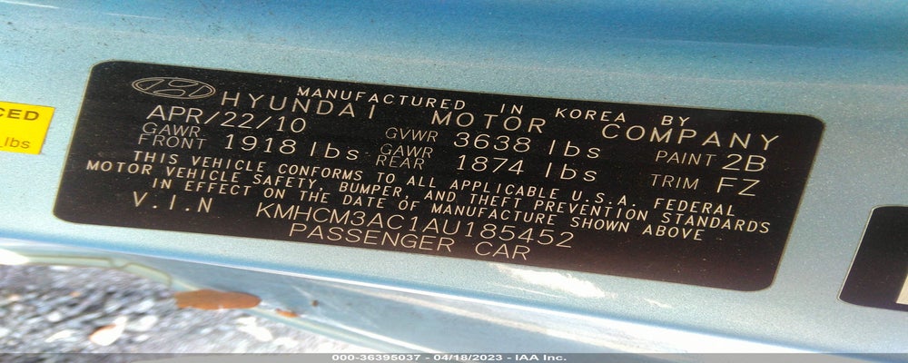 KMHCM3AC1AU185452 2010 HYUNDAI ACCENT photo no. 9