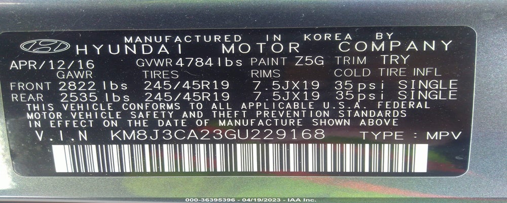 KM8J3CA23GU229168 2016 HYUNDAI TUCSON photo no. 9