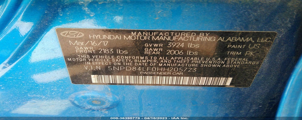 5NPD84LF0HH205723 2017 HYUNDAI ELANTRA photo no. 9
