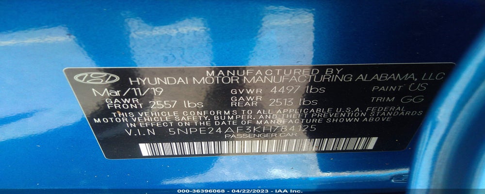 5NPE24AF3KH784125 2019 HYUNDAI SONATA photo no. 9