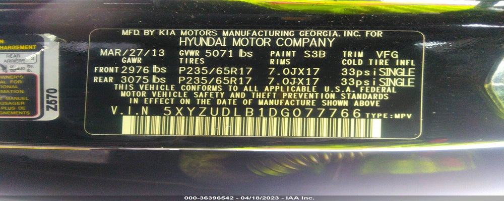 5XYZUDLB1DG077766 2013 HYUNDAI SANTA FE photo no. 9
