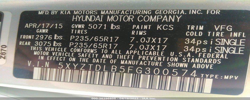 5XYZTDLB5FG300574 2015 HYUNDAI SANTA FE SPORT photo no. 9