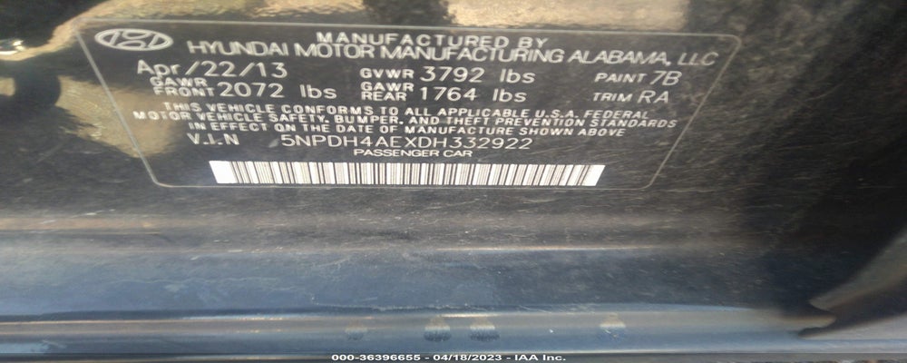 5NPDH4AEXDH332922 2013 HYUNDAI ELANTRA photo no. 9