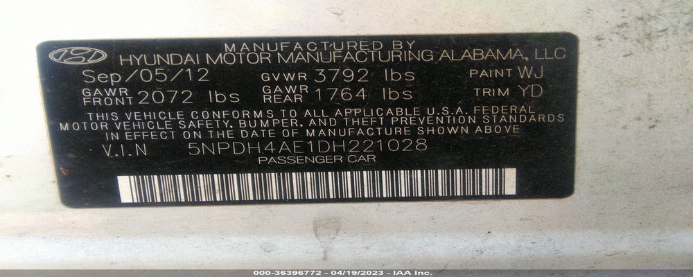 5NPDH4AE1DH221028 2013 HYUNDAI ELANTRA photo no. 9
