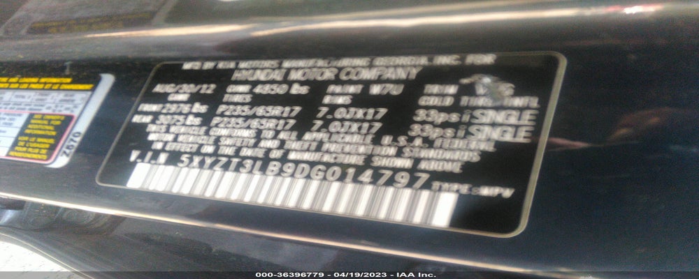 5XYZT3LB9DG014797 2013 HYUNDAI SANTA FE photo no. 9