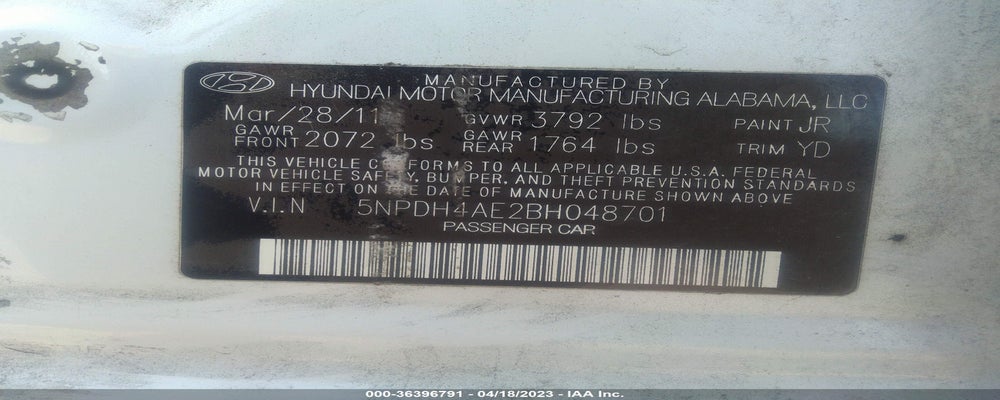 5NPDH4AE2BH048701 2011 HYUNDAI ELANTRA photo no. 9