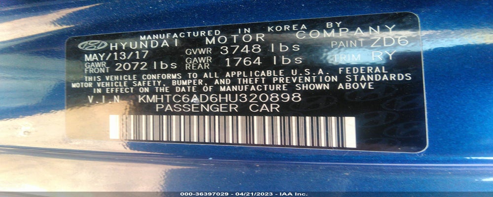KMHTC6AD6HU320898 2017 HYUNDAI VELOSTER photo no. 9