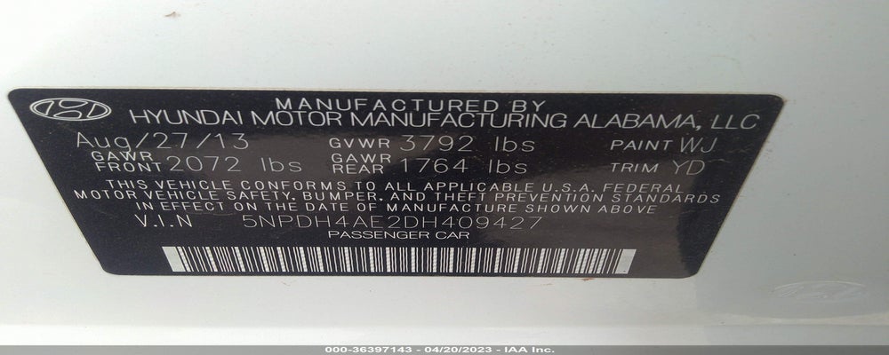 5NPDH4AE2DH409427 2013 HYUNDAI ELANTRA photo no. 9