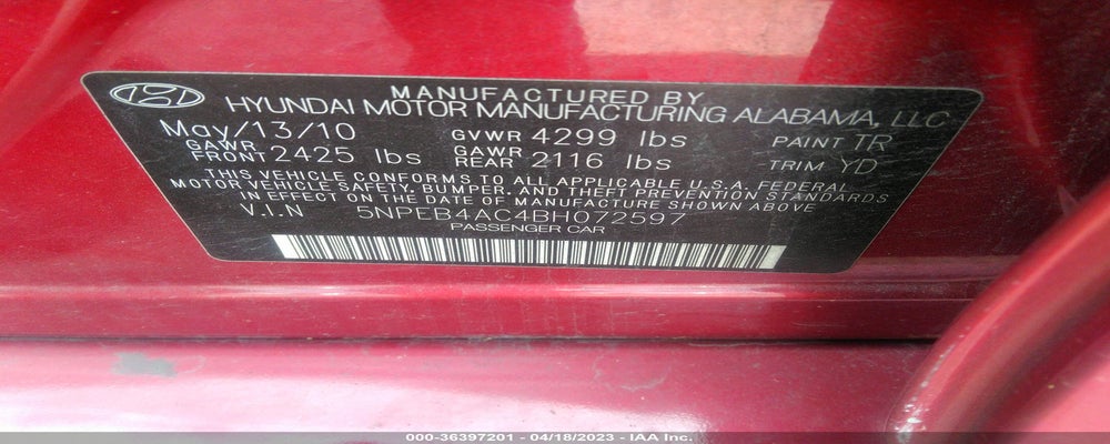 5NPEB4AC4BH072597 2011 HYUNDAI SONATA photo no. 9