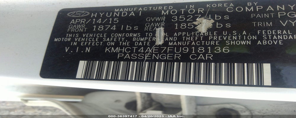 KMHCT4AE7FU918136 2015 HYUNDAI ACCENT photo no. 9