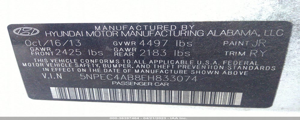 5NPEC4AB8EH833074 2014 HYUNDAI SONATA photo no. 9