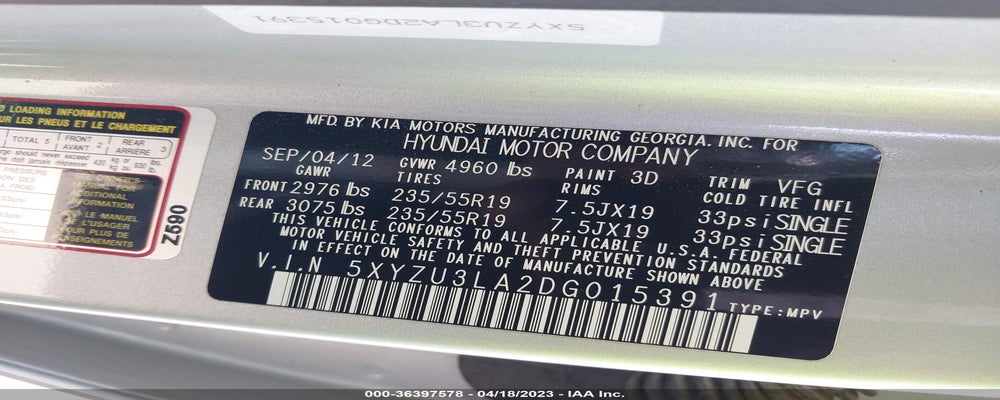 5XYZU3LA2DG015391 2013 HYUNDAI SANTA FE photo no. 9