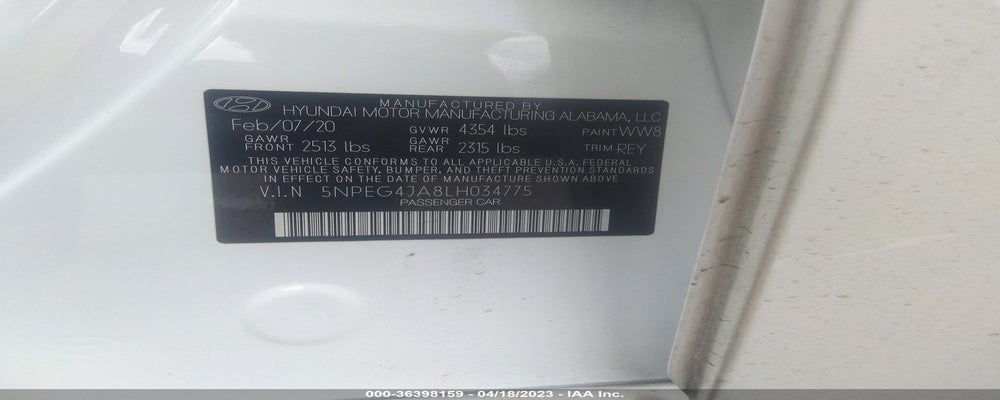 5NPEG4JA8LH034775 2020 HYUNDAI SONATA photo no. 9