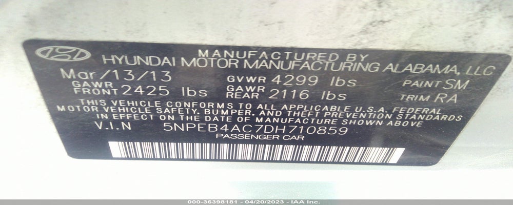 5NPEB4AC7DH710859 2013 HYUNDAI SONATA photo no. 9