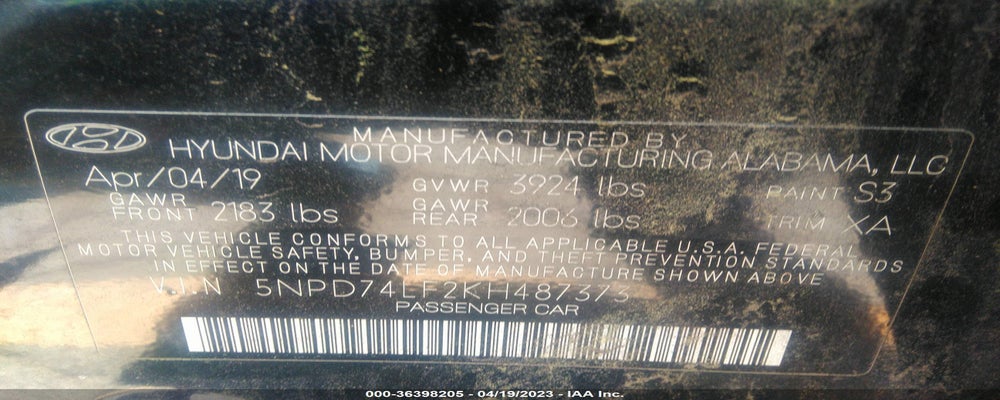 5NPD74LF2KH487373 2019 HYUNDAI ELANTRA photo no. 9
