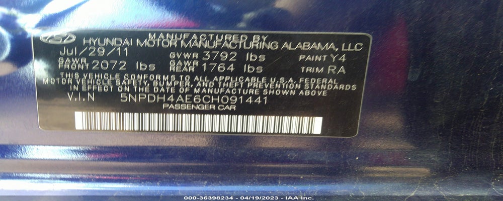 5NPDH4AE6CH091441 2012 HYUNDAI ELANTRA photo no. 9