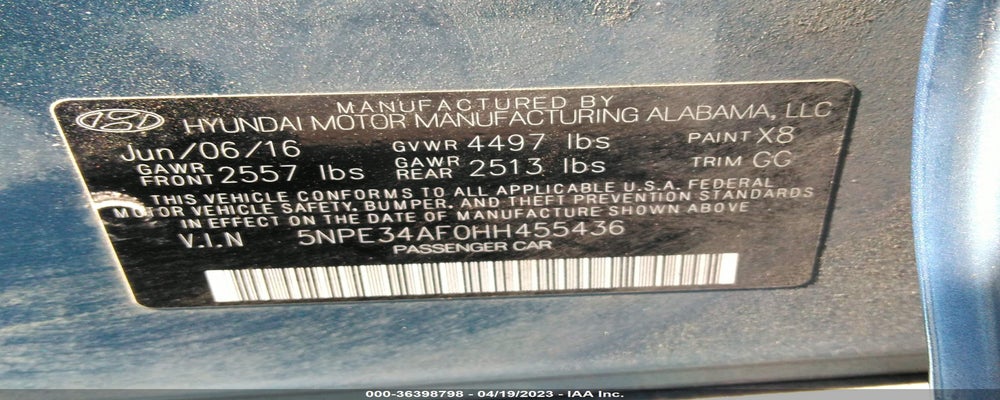 5NPE34AF0HH455436 2017 HYUNDAI SONATA photo no. 9