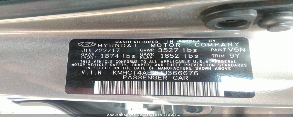 KMHCT4AE2HU366676 2017 HYUNDAI ACCENT photo no. 9