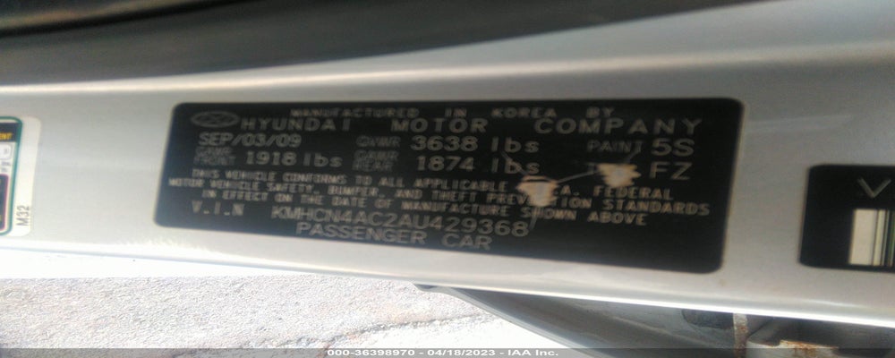 KMHCN4AC2AU429368 2010 HYUNDAI ACCENT photo no. 9