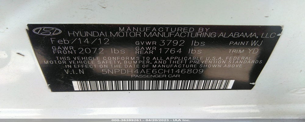 5NPDH4AE6CH146809 2012 HYUNDAI ELANTRA photo no. 9