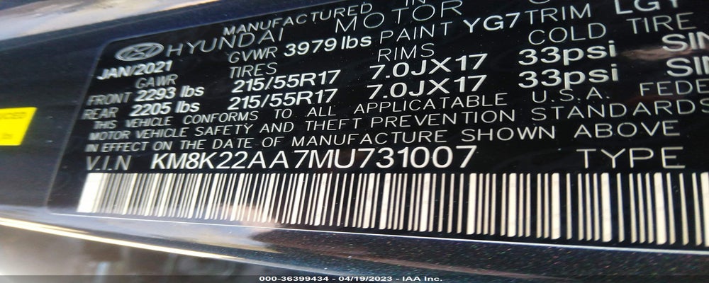 KM8K22AA7MU731007 2021 HYUNDAI KONA photo no. 9