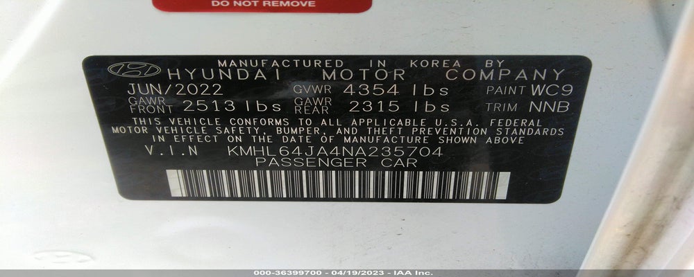 KMHL64JA4NA235704 2022 HYUNDAI SONATA photo no. 9