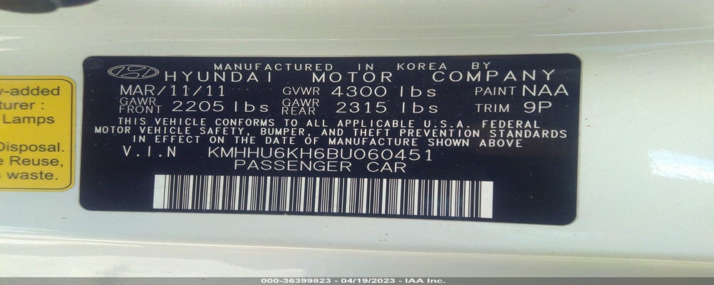 KMHHU6KH6BU060451 2011 HYUNDAI GENESIS COUPE photo no. 9