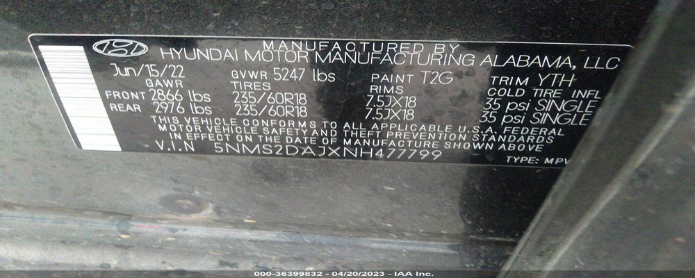 5NMS2DAJXNH477799 2022 HYUNDAI SANTA FE photo no. 9