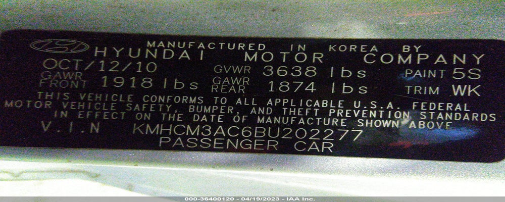 KMHCM3AC6BU202277 2011 HYUNDAI ACCENT photo no. 9