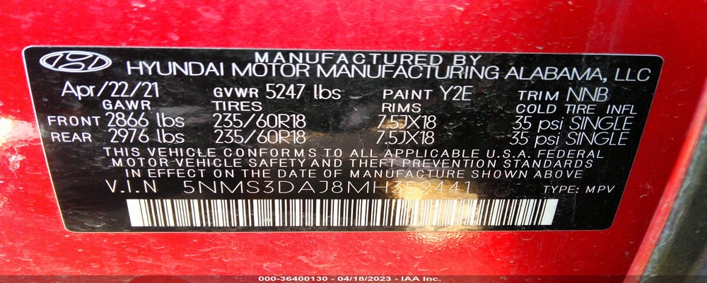 5NMS3DAJ8M8359441 2021 HYUNDAI SANTA FE photo no. 9