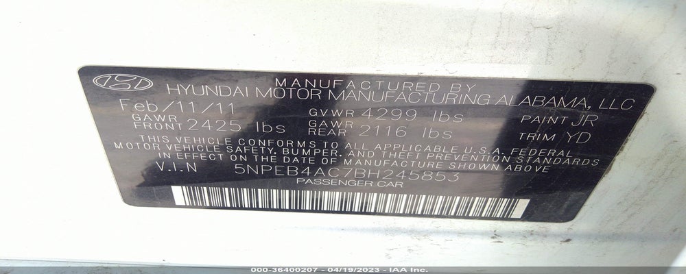 5NPEB4AC7BH245853 2011 HYUNDAI SONATA photo no. 9