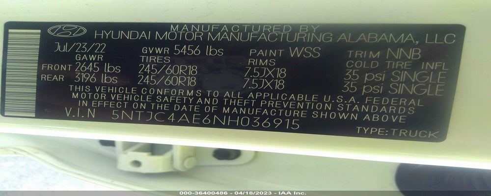 5NTJC4AE6NH036915 2022 HYUNDAI SANTA CRUZ photo no. 9