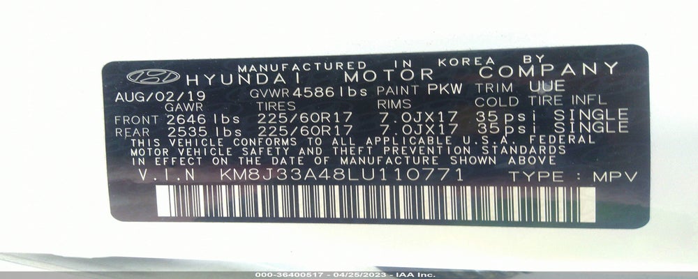 KM8J33A48LU110771 2020 HYUNDAI TUCSON photo no. 9