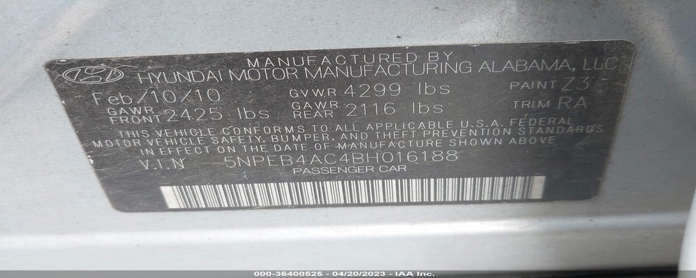 5NPEB4AC4BH016188 2011 HYUNDAI SONATA photo no. 9