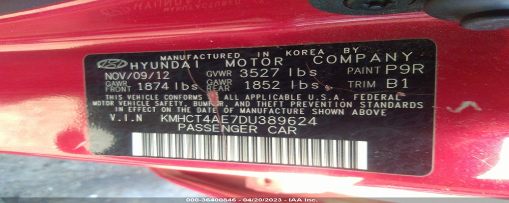 KMHCT4AE7DU389624 2013 HYUNDAI ACCENT photo no. 9
