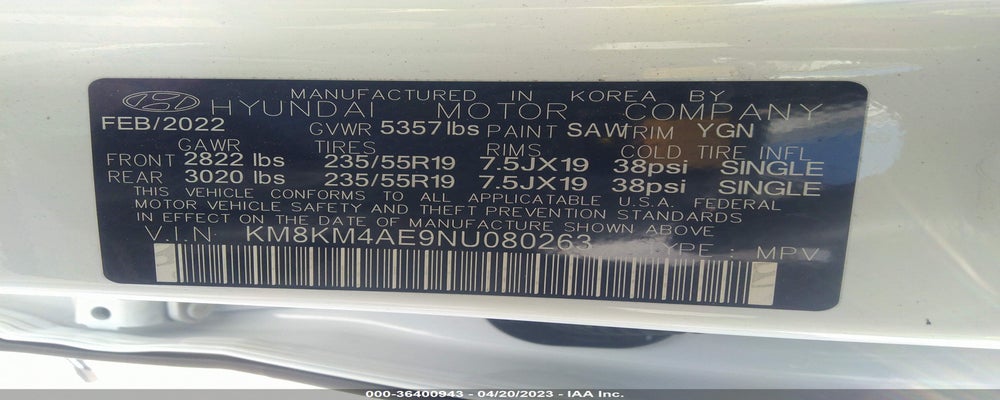 KM8KM4AE9NU080263 2022 HYUNDAI IONIQ 5 photo no. 9