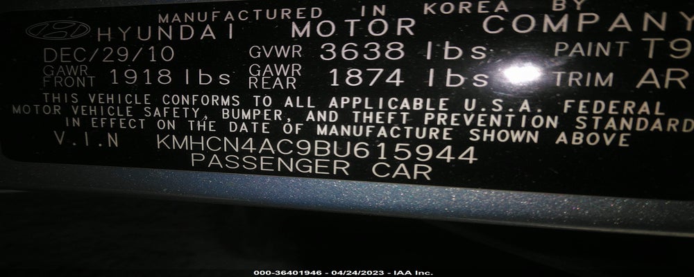 KMHCN4AC9BU615944 2011 HYUNDAI ACCENT photo no. 9