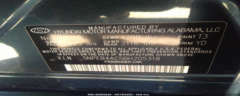 5NPEB4AC5BH205318 2011 HYUNDAI SONATA photo no. 9