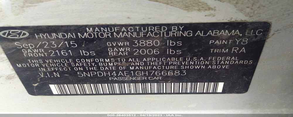 5NPDH4AE1GH766683 2016 HYUNDAI ELANTRA photo no. 9