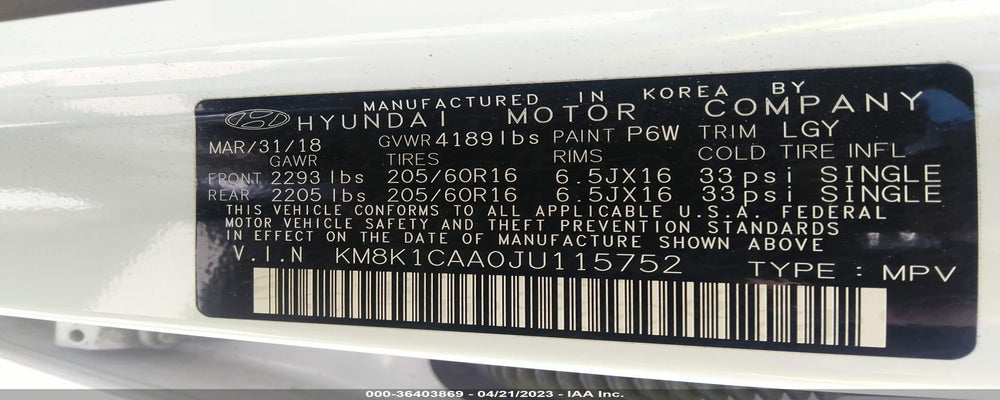 KM8K1CAA0JU115752 2018 HYUNDAI KONA photo no. 9