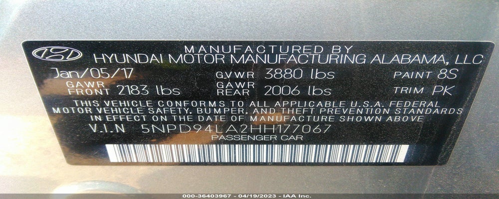 5NPD94LA2HH177067 2017 HYUNDAI ELANTRA photo no. 9
