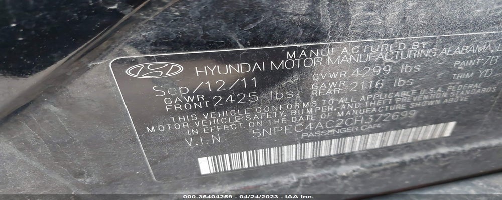 5NPEC4AC2CH372699 2012 HYUNDAI SONATA photo no. 9