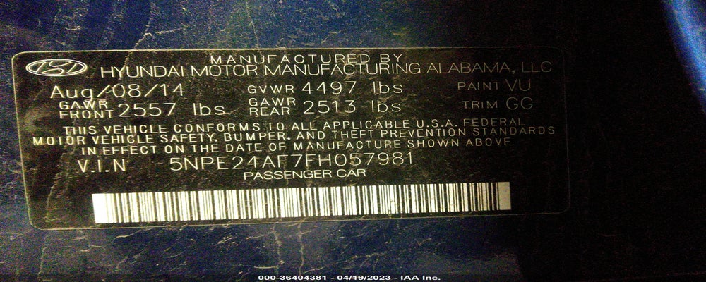 5NPE24AF7FH057981 2015 HYUNDAI SONATA photo no. 9